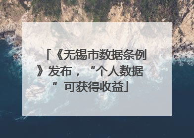 《无锡市数据条例》发布，“个人数据”可获得收益