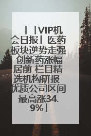 「VIP机会日报」医药板块逆势走强 创新药涨幅居前 栏目精选机构研报 优质公司区间最高涨34.9%