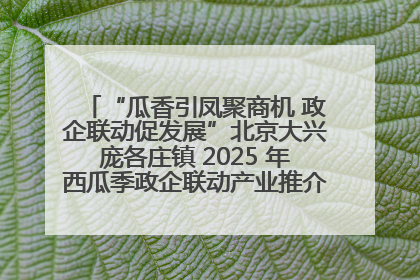 “瓜香引凤聚商机 政企联动促发展”北京大兴庞各庄镇 2025 年西瓜季政企联动产业推介活动圆满举行