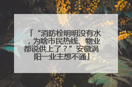 “消防栓明明没有水，为啥市民热线、物业都说供上了？”安徽涡阳一业主想不通