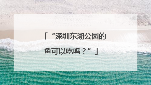 “深圳东湖公园的鱼可以吃吗？”