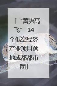 “蓄势高飞” 14个低空经济产业项目落地成都都市圈