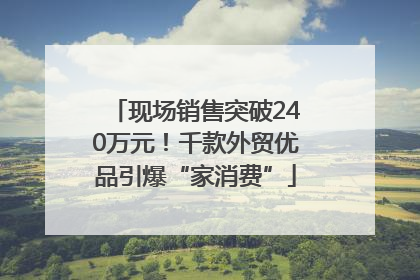 现场销售突破240万元！千款外贸优品引爆“家消费”