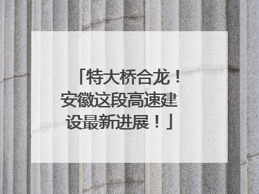 特大桥合龙！安徽这段高速建设最新进展！