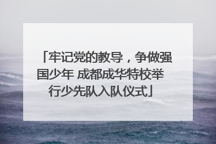 牢记党的教导，争做强国少年 成都成华特校举行少先队入队仪式
