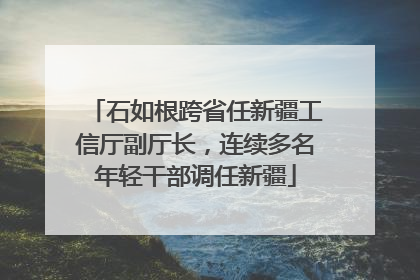 石如根跨省任新疆工信厅副厅长，连续多名年轻干部调任新疆