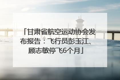 甘肃省航空运动协会发布报告：飞行员彭玉江、顾志敏停飞6个月