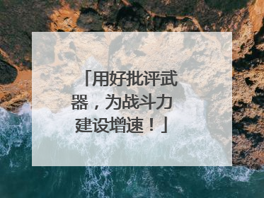 用好批评武器，为战斗力建设增速！
