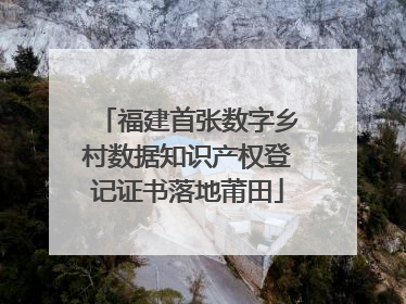 福建首张数字乡村数据知识产权登记证书落地莆田