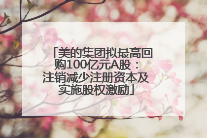 美的集团拟最高回购100亿元A股：注销减少注册资本及实施股权激励