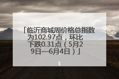 临沂商城周价格总指数为102.97点，环比下跌0.31点（5月29日—6月4日）