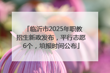 临沂市2025年职教招生新政发布，平行志愿6个，填报时间公布