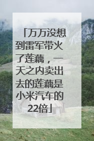 万万没想到雷军带火了莲藕，一天之内卖出去的莲藕是小米汽车的22倍