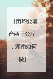 亩均要增产两三公斤，湖南如何做