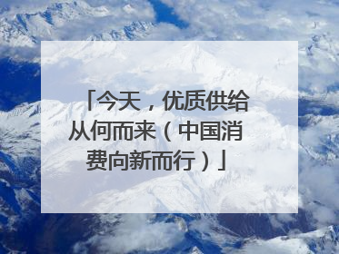 今天，优质供给从何而来（中国消费向新而行）