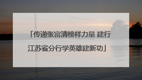 传递张富清榜样力量 建行江苏省分行学英雄建新功
