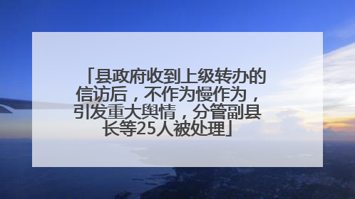 县政府收到上级转办的信访后，不作为慢作为，引发重大舆情，分管副县长等25人被处理