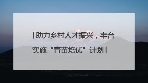 助力乡村人才振兴，丰台实施“青苗培优”计划