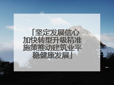 坚定发展信心 加快转型升级精准施策推动建筑业平稳健康发展