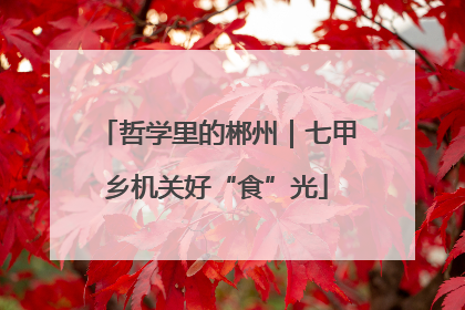 哲学里的郴州｜七甲乡机关好“食”光