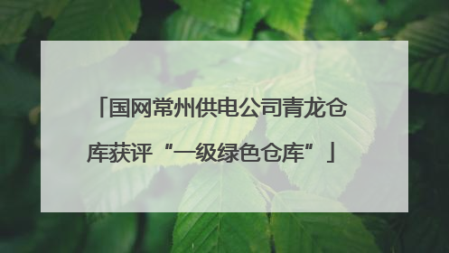 国网常州供电公司青龙仓库获评“一级绿色仓库”
