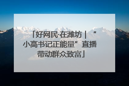 好网民·在潍坊｜“小高书记正能量”直播 带动群众致富