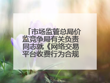 市场监管总局价监竞争局有关负责同志就《网络交易平台收费行为合规指南（征求意见稿）》答记者问
