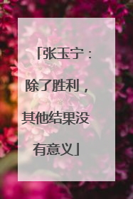 张玉宁：除了胜利，其他结果没有意义