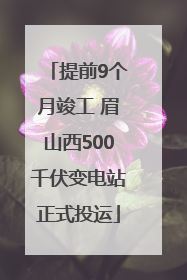 提前9个月竣工 眉山西500千伏变电站正式投运