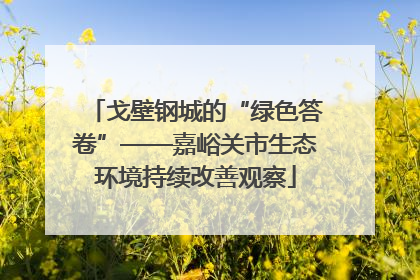 戈壁钢城的“绿色答卷”——嘉峪关市生态环境持续改善观察