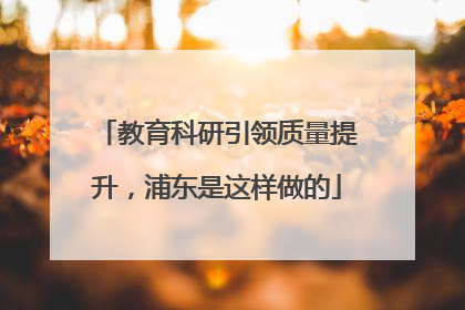 教育科研引领质量提升，浦东是这样做的