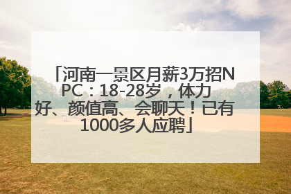 河南一景区月薪3万招NPC：18-28岁，体力好、颜值高、会聊天！已有1000多人应聘