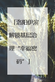 洛阳伊滨解锁基层治理“幸福密码”