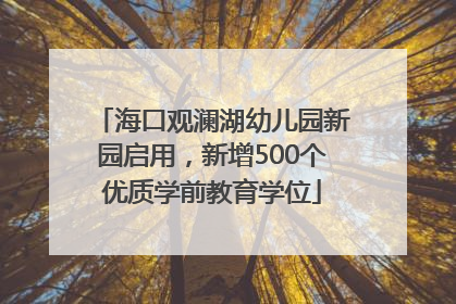 海口观澜湖幼儿园新园启用，新增500个优质学前教育学位
