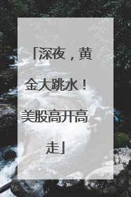 深夜，黄金大跳水！美股高开高走