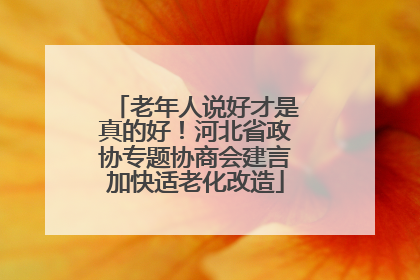 老年人说好才是真的好！河北省政协专题协商会建言加快适老化改造