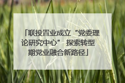 联投置业成立“党委理论研究中心” 探索转型期党业融合新路径