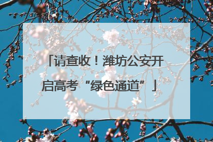 请查收！潍坊公安开启高考“绿色通道”
