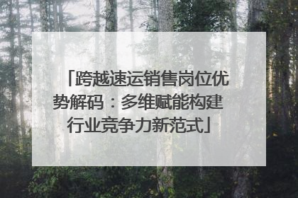 跨越速运销售岗位优势解码：多维赋能构建行业竞争力新范式