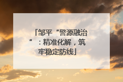 邹平“警源融治”：精准化解，筑牢稳定防线