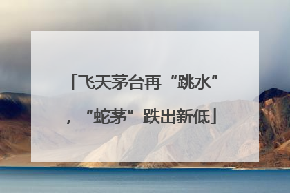 飞天茅台再“跳水”，“蛇茅”跌出新低