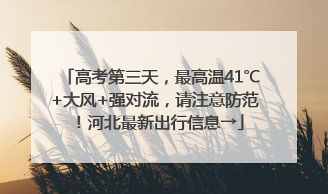 高考第三天，最高温41℃+大风+强对流，请注意防范！河北最新出行信息→