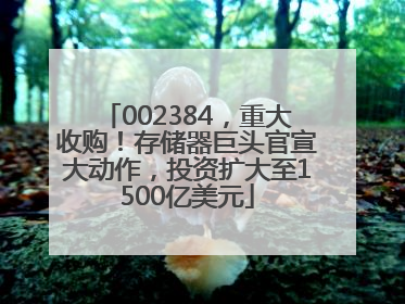 002384，重大收购！存储器巨头官宣大动作，投资扩大至1500亿美元