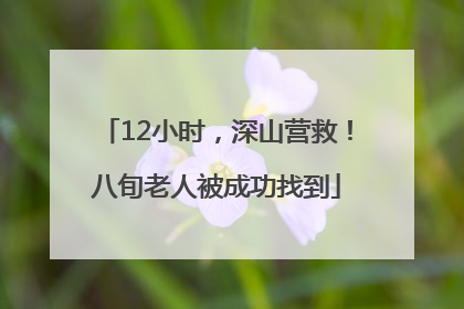 12小时，深山营救！八旬老人被成功找到